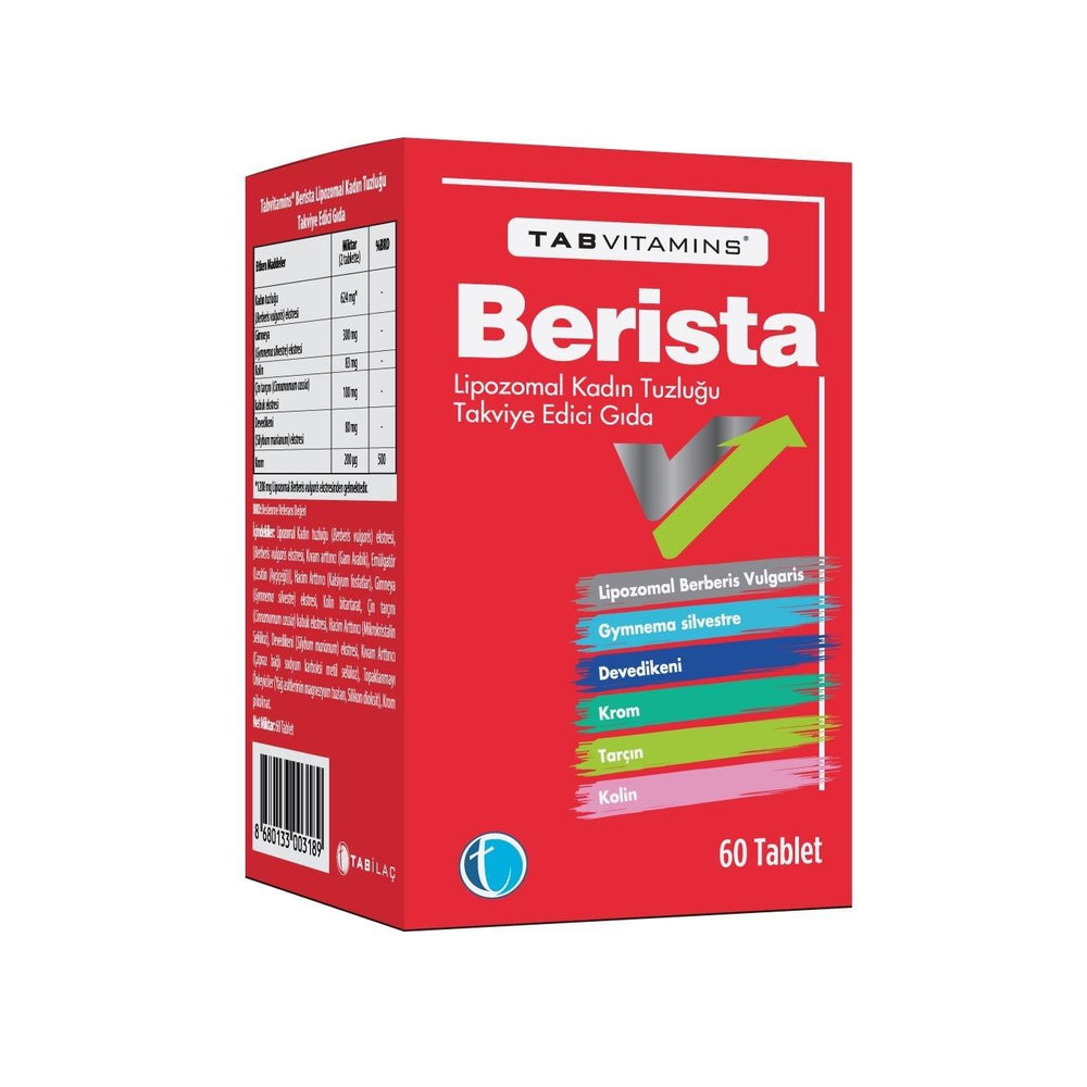 Tabvitamins Berista: Liposomal Berberine & Herbal Dietary Supplement Tablets for Blood Sugar & Liver Health Tabvitamins Berista: Berberine Supplement for Blood Sugar & Liver Health Berberis vulgaris supplement, Liposomal berberine, Gymnema silvestre, Milk thistle extract, Chromium supplement, Dietary supplement tablet, Blood sugar support, Liver health supplement, Metabolic support, Herbal supplement, Berberis vulgaris, Liposomal berberine supplement, Gymnema sylvestre supplement, Milk thistle supplement, C