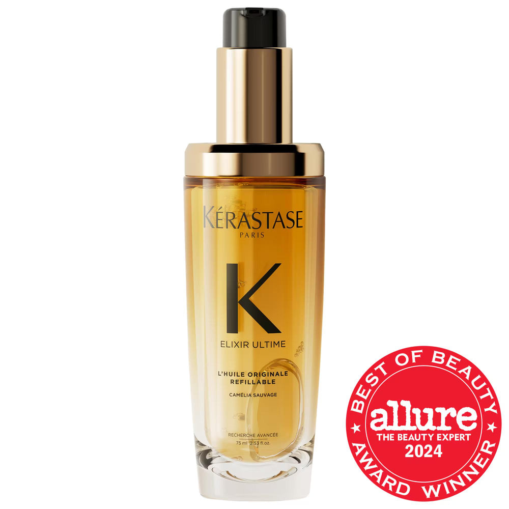 Elixir Ultime Refillable Hydrating Hair Oil - Anti-Frizz, Heat Protectant Hair Serum for All Hair Types Elixir Ultime Refillable Hydrating Hair Oil - Anti-Frizz & Shine Hydrating Hair Oil, Refillable Hair Care, Anti-Frizz Hair Oil, Heat Protectant Hair Serum, Sustainable Hair Products, Camellia Hair Oil, Hair Shine Enhancer, Hair Nourishment Oil, Hair Care, Hair Styling, Eco-Friendly Hair Products, Refillable Cosmetics, Hair Treatment, Hair Serum, Frizz Control, Heat Protection, Wild Camellia Flower, Recycl