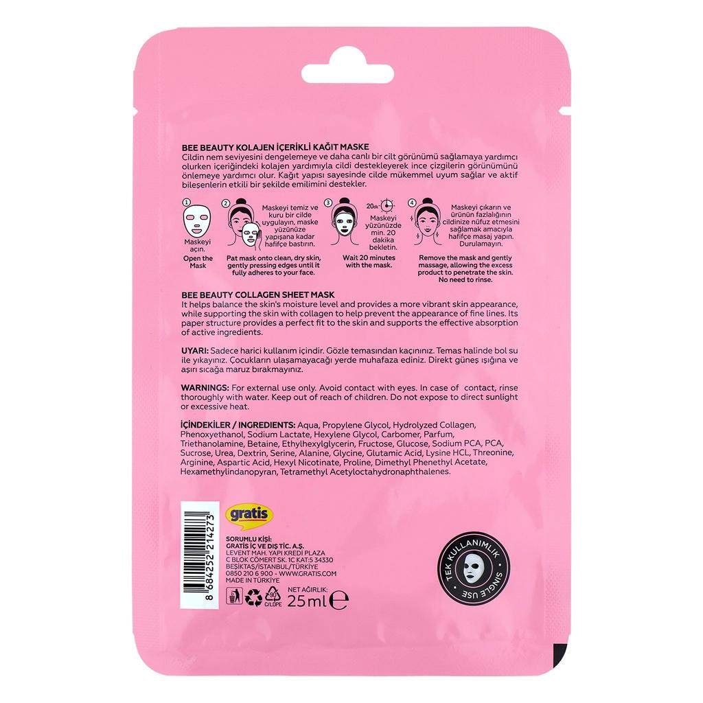 Bee Beauty Collagen Sheet Mask for Firming &amp; Hydration 25 ml