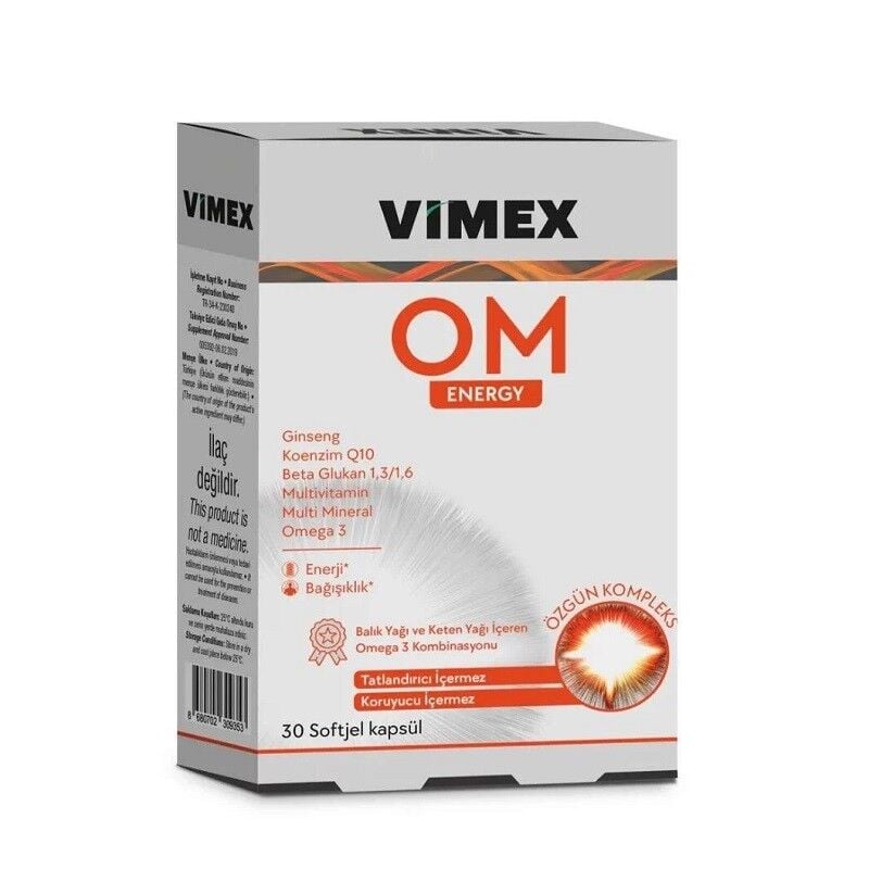 Vimex Om Energy Multivitamin with Ginseng and Q10 30 Capsules