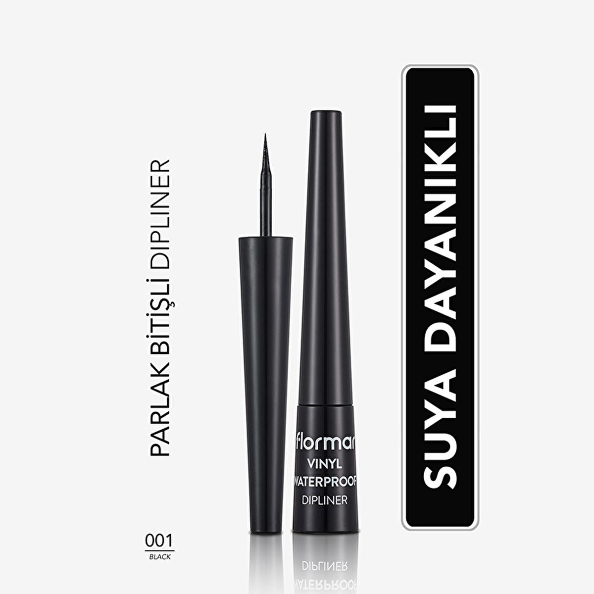 Flormar Waterproof Eyeliner - Black, Liquid, Long-Lasting, Intense Pigment, Fine Felt-Tip Applicator Flormar Waterproof Liquid Eyeliner - Black waterproof eyeliner, liquid eyeliner, intense pigment eyeliner, Flormar eyeliner, black eyeliner, long-lasting eyeliner, fine felt-tip applicator, cosmetic, makeup, eye makeup, durable makeup, smudge-proof cosmetics