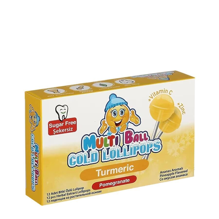 Multiball Lolipop Turmeric & Ginger Vitamin C Pops 12 Count