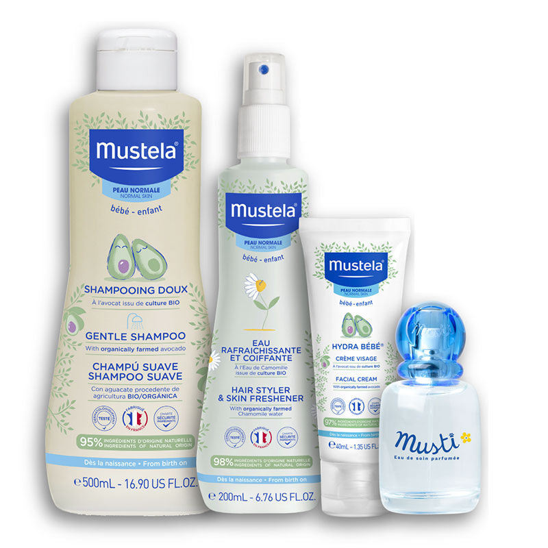 Mustela Kids Bath Set Gentle Care & Hydration 4-Piece Kit