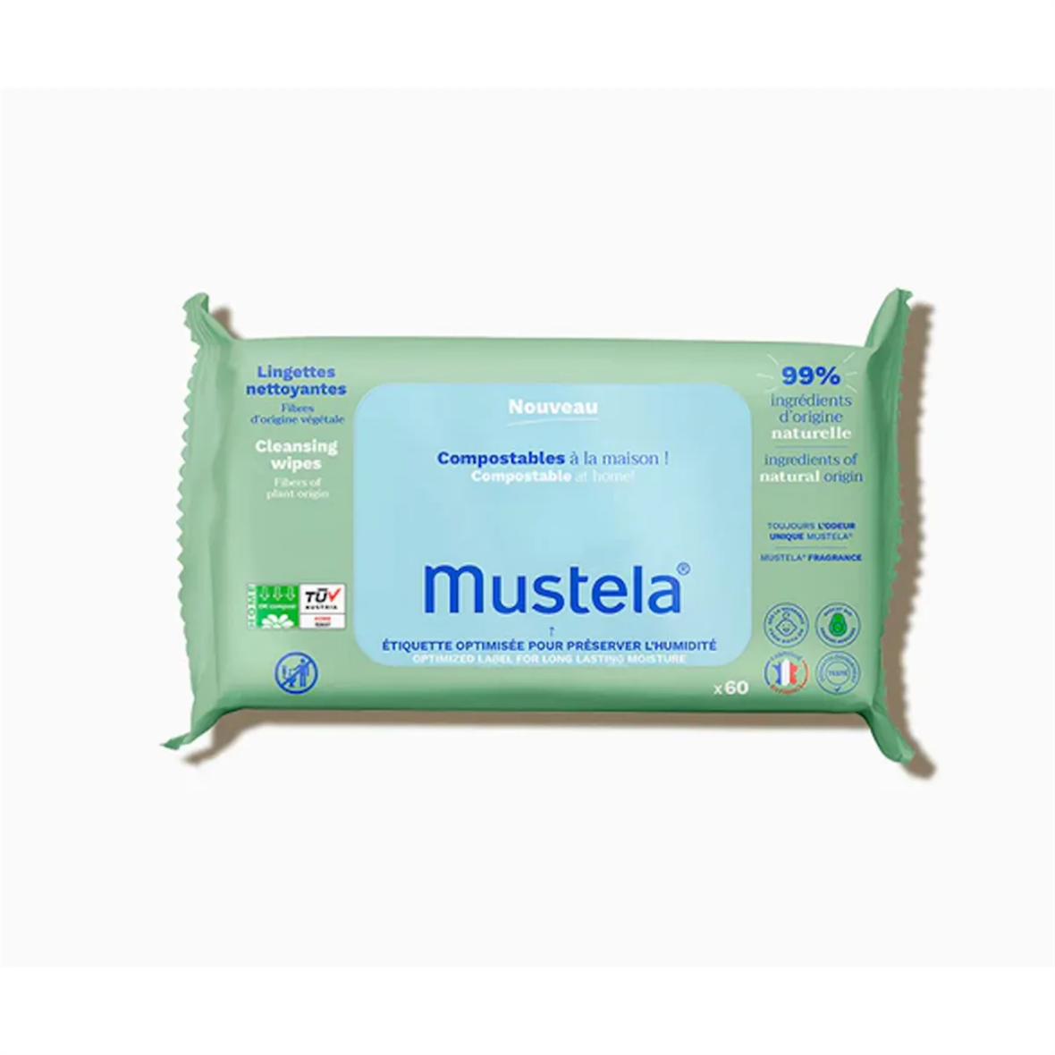 Mustela Eco Baby Wet Wipes for Gentle Cleansing 60 Count