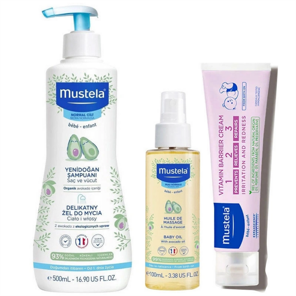 Mustela Favorite Baby Care Set Gentle Cleansing & Barrier Cream 3-Piece