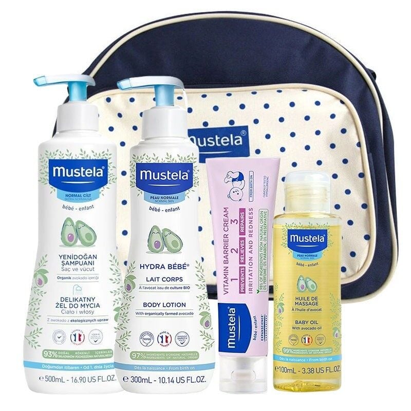 Mustela Hello Baby Bag Set Essential Newborn Care 4 Items