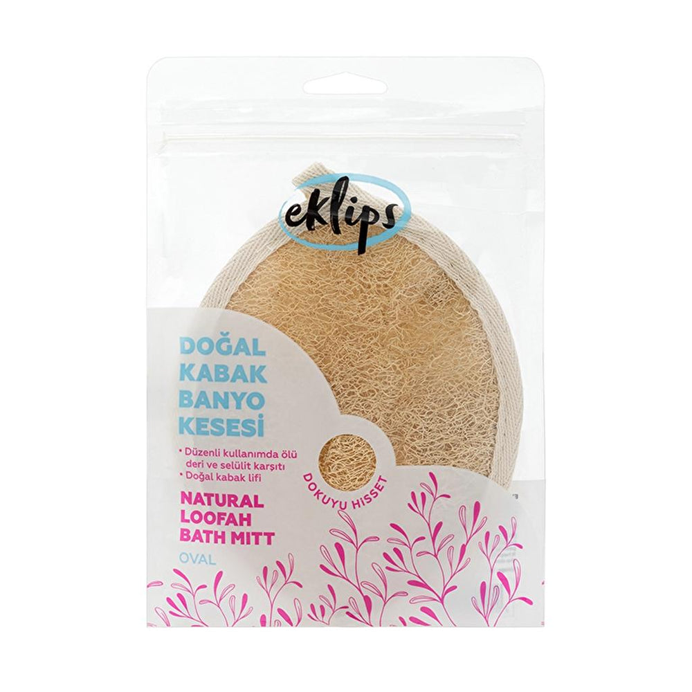 Eklips Natural Oval Luffa Bath Mitt for Gentle Exfoliation