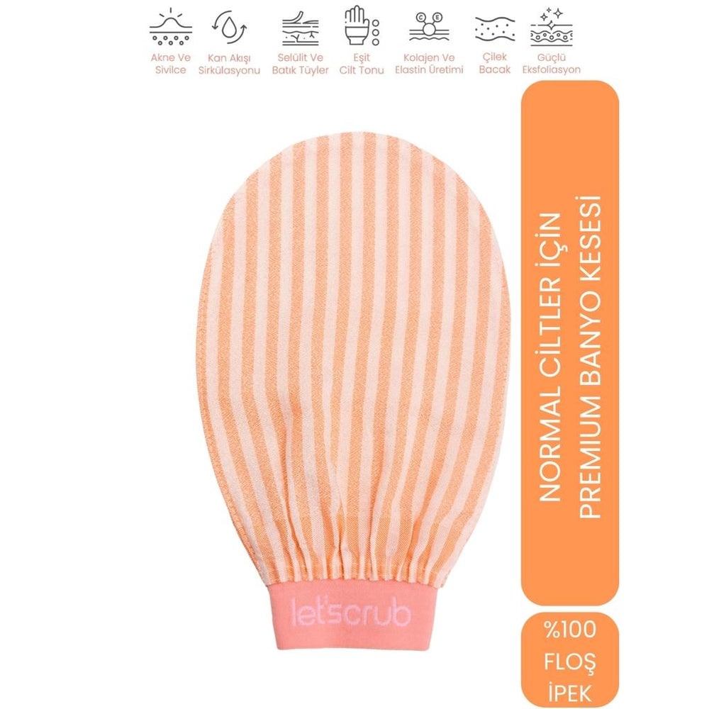 Let'scrub Premium Zebra Turuncu Banyo Kesesi