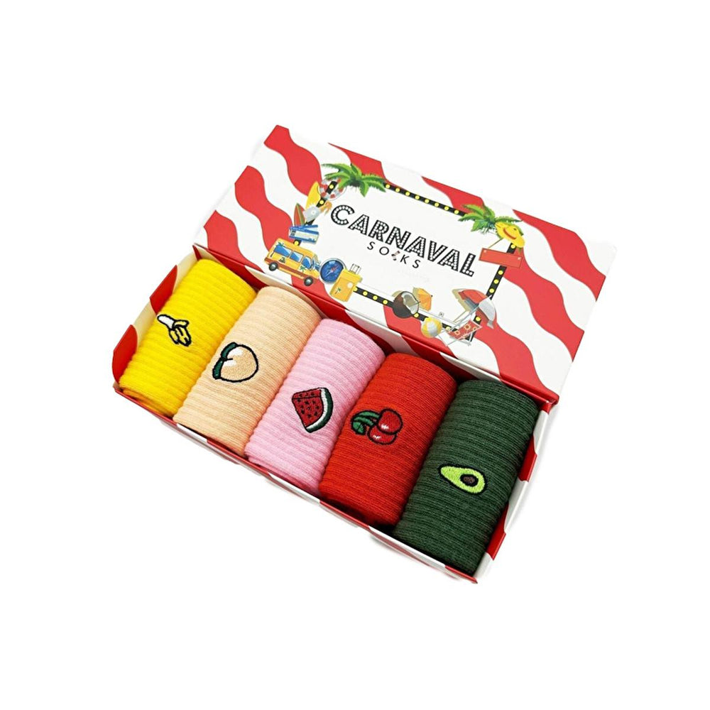 Carnaval Socks - 5 Pairs of Comfortable Fruit Design Cotton Socks for Casual Wear - view 3