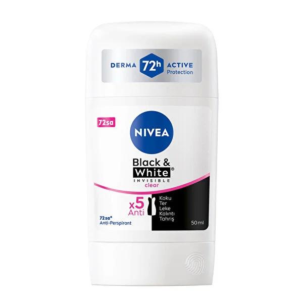 Nivea Women's Deodorant Stick - Invisible Clear, 72-Hour Protection, Anti-Perspirant, Long-Lasting, Ethyl Alcohol-Free Nivea Women's Deodorant Stick - 72 Hour Protection Nivea Deodorant Stick, Women's Deodorant, Anti-perspirant Deodorant, Long-lasting Deodorant, Invisible Clear Deodorant, Deodorant for Women, 72-Hour Protection, Derma Active Protection, X5 Anti Formula, Ethyl Alcohol-Free, Sensitive Skin Friendly, Dermatologically Tested, Personal Care, Hygiene Products