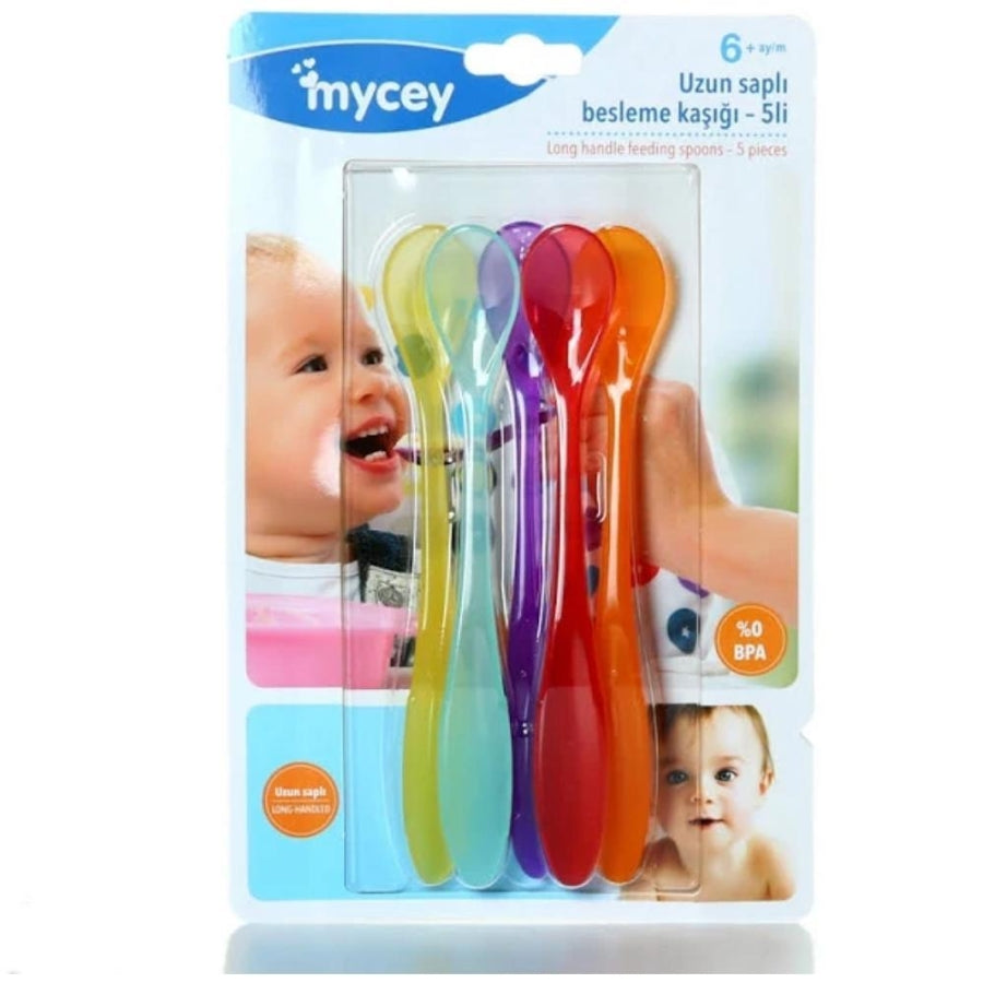 Mycey Long Handled Baby Feeding Spoons 5 Pack