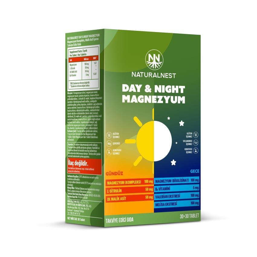 Naturalnest Day &amp; Night Magnesium Complex 60 Tablets