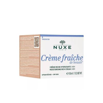 nuxe creme fraiche rich cream 50 ml front view, nuxe creme fraiche rich cream texture on hand, nuxe creme fraiche rich cream 50 ml ingredients list Nuxe Creme Fraiche Moisturising Rich Cream - Intense Hydration | 50 ml Nuxe Moisturising Rich Cream for Dry Skin | 50 ml nuxe, moisturising-cream, dry-skin, skincare-essentials, hydrating-cream, luxury-skincare, ai-generated, nutrient-rich, soothing-cream, face-cream