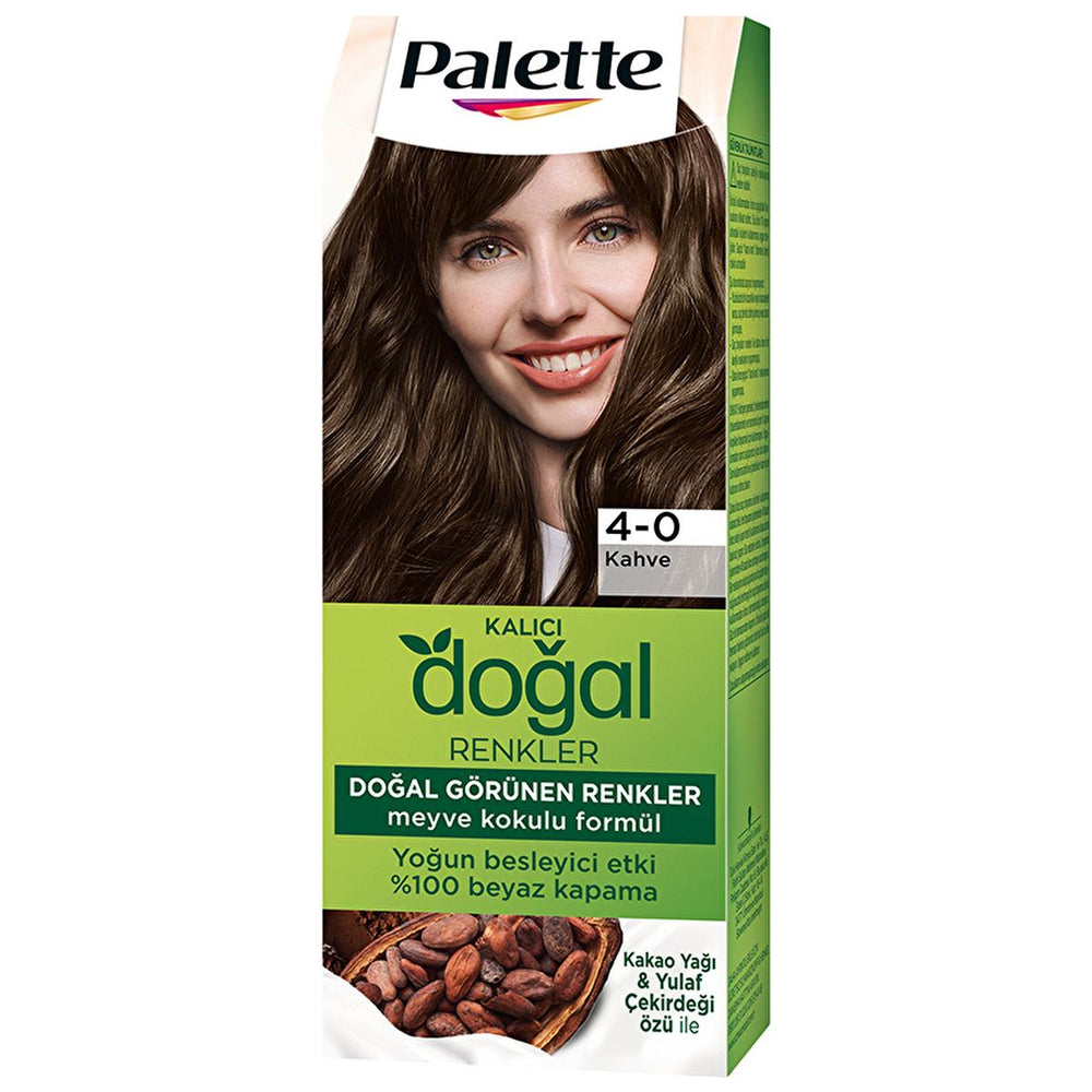 Palette Natural Permanent Hair Dye 4-0 Brown - Long-Lasting, Natural Ingredients - Hair Dye