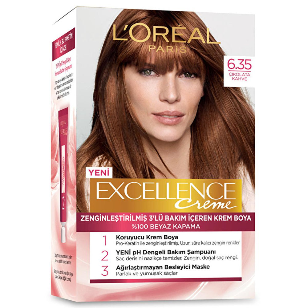 Loreal Paris Excellence Creme Hair Dye - 100% Grey Coverage, Long-Lasting Color - Shampoo