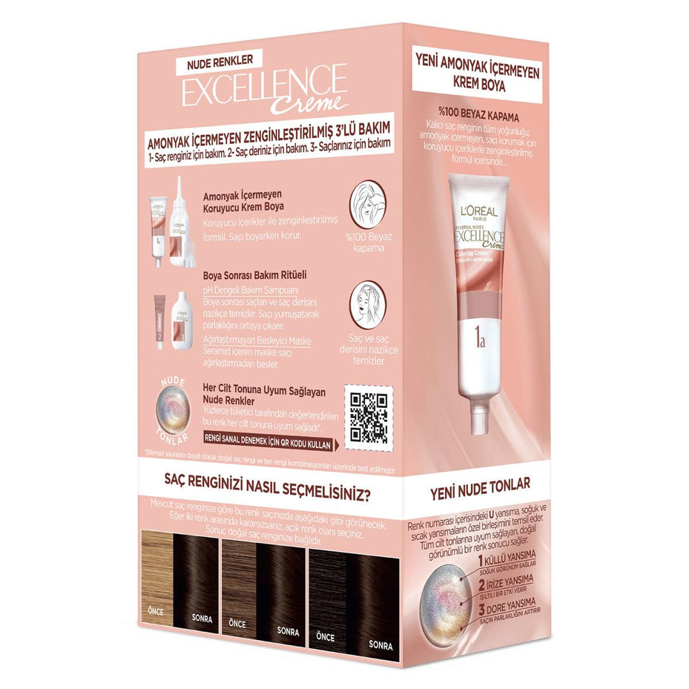 L'Oreal Paris Excellence Nude Dark Brown Hair Dye: Ammonia-Free Gray Coverage for All Skin Tones - Achieve Natural, Radiant Color at Home L'Oreal Nude Dark Brown Hair Dye: Ammonia Free, Gray Coverage hair dye, nude dark brown hair dye, ammonia-free hair dye, gray coverage hair dye, Loreal Excellence hair dye, at-home hair color, natural hair color, dark brown hair color, hair color for all skin tones, 3U nude dark brown, hair color, nude hair dye, dark brown hair, ammonia free, gray coverage, L'Oreal, Excel