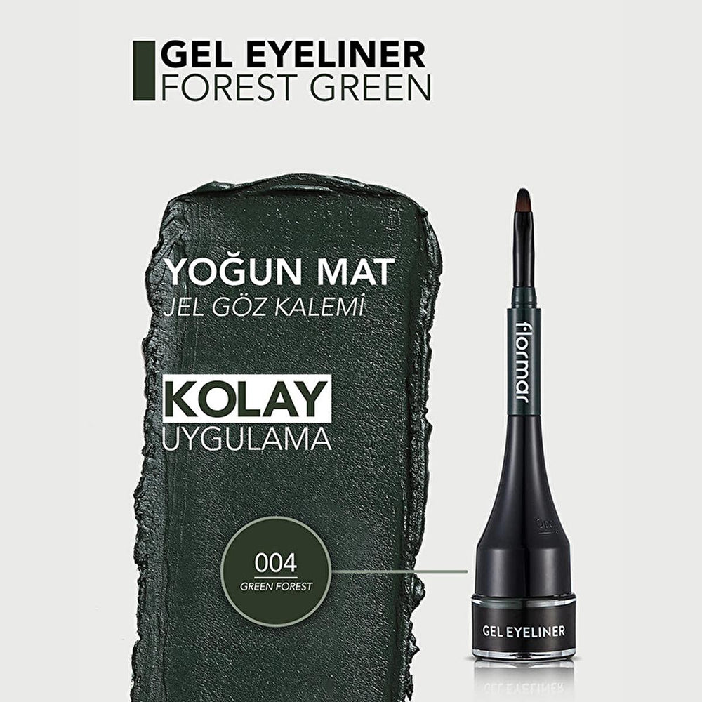 Flormar Gel Eyeliner - High-Pigment, Matte Finish, Coconut Oil Infused - Green, Blue, Brown, Black - view 2
