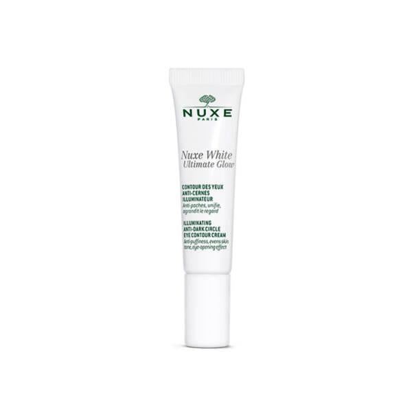 Nuxe White Ultimate Glow Eye Cream: Vitamin C Dark Circle Remover, Brightening & Hydrating Eye Contour Treatment Nuxe Eye Cream: Vitamin C, Dark Circle Remover & Brightening eye cream, dark circle remover, eye contour cream, vitamin C eye cream, brightening eye cream, Nuxe eye cream, eye cream for dark spots, hydrating eye cream, dark circles, puffiness, fine lines, wrinkles, hydration, brightening, vitamin C, hazelnut oil, hyaluronic acid, skincare, beauty, cosmetic, eye care, uneven skin tone, radiant ski