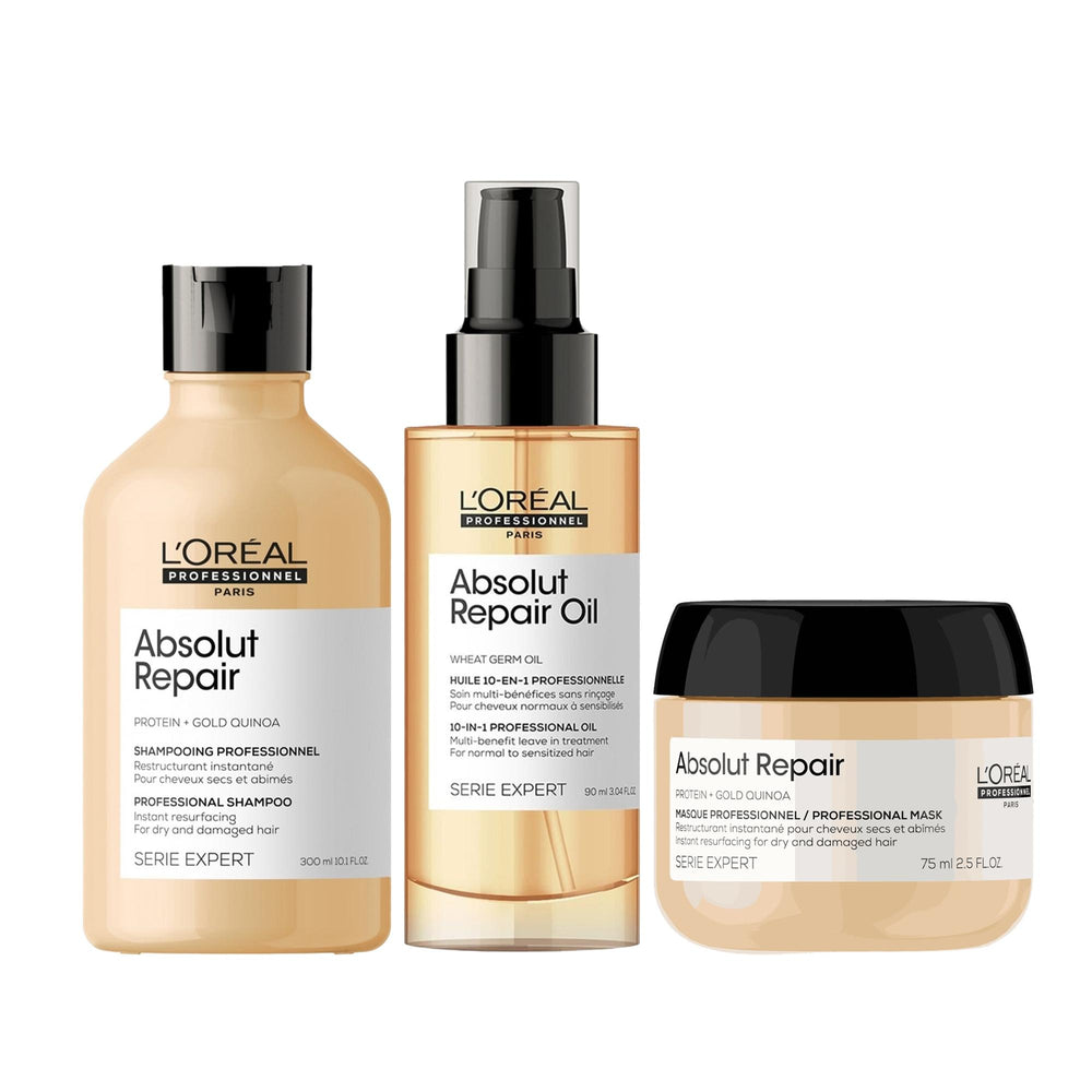 Loreal Professionnel Paris Serie Expert Absolut Repair Hair Care Set - Professional Hair Repair Starter Kit - Hair Mask