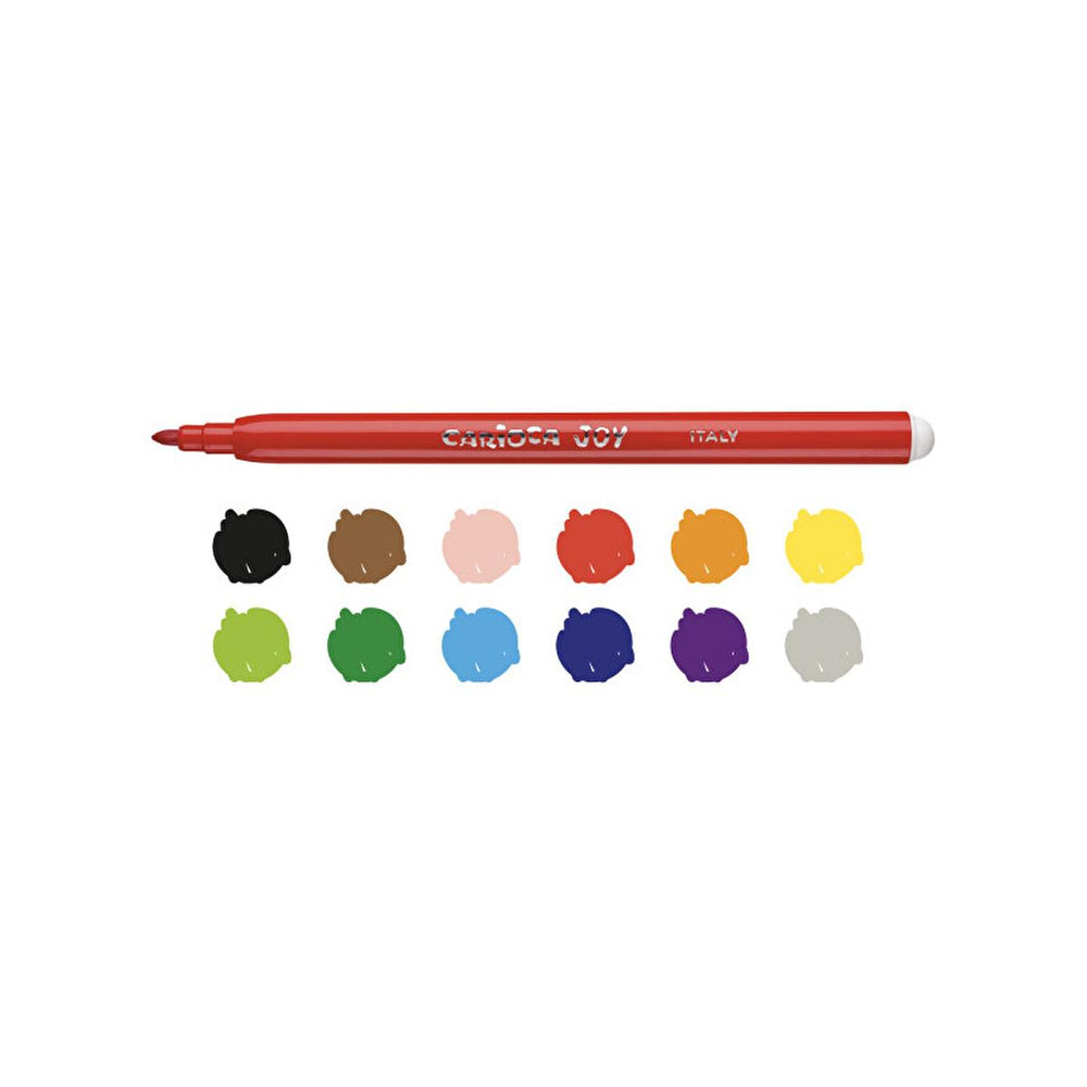 Carioca Joy Süper Yıkanabilir Keçeli Boya Kalemi 12'li - Washable Markers for Kids, Art Supplies, Italian-made