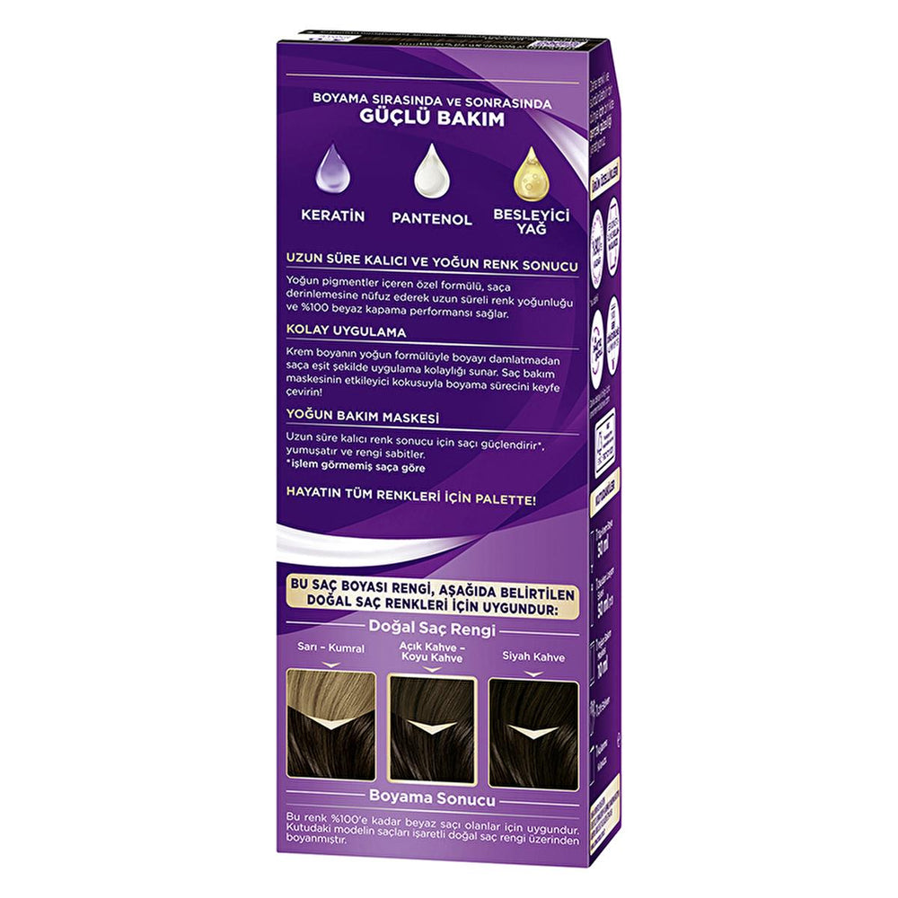 Palette Hair Dye - 3-0 Dark Brown with Keratin & Nourishing Oils for Vibrant Color - Hair Dye