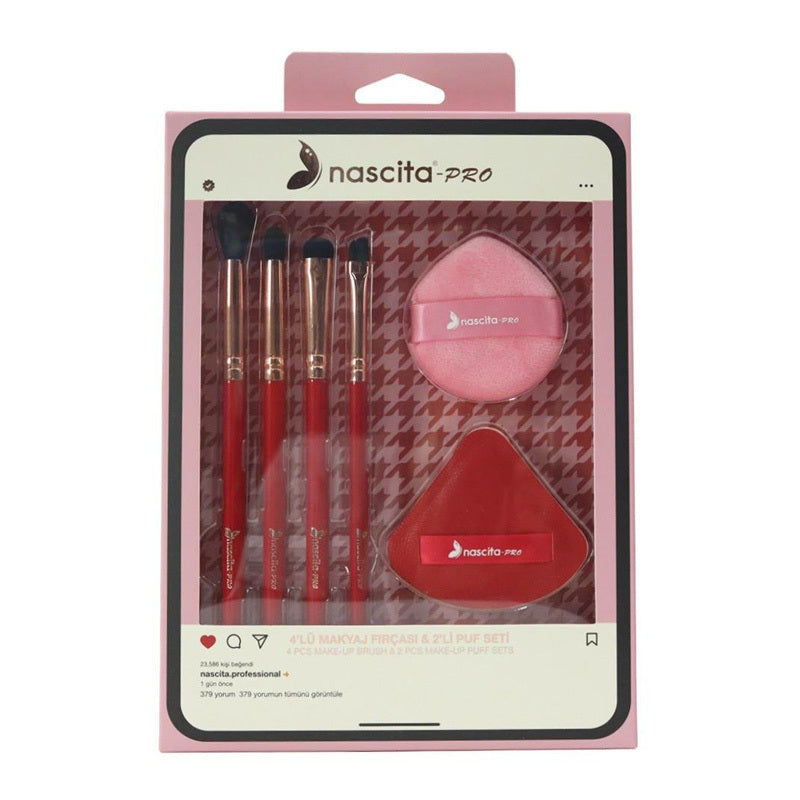Nascita 4-Piece Makeup Brush &amp; 2-Piece Puff Set 164