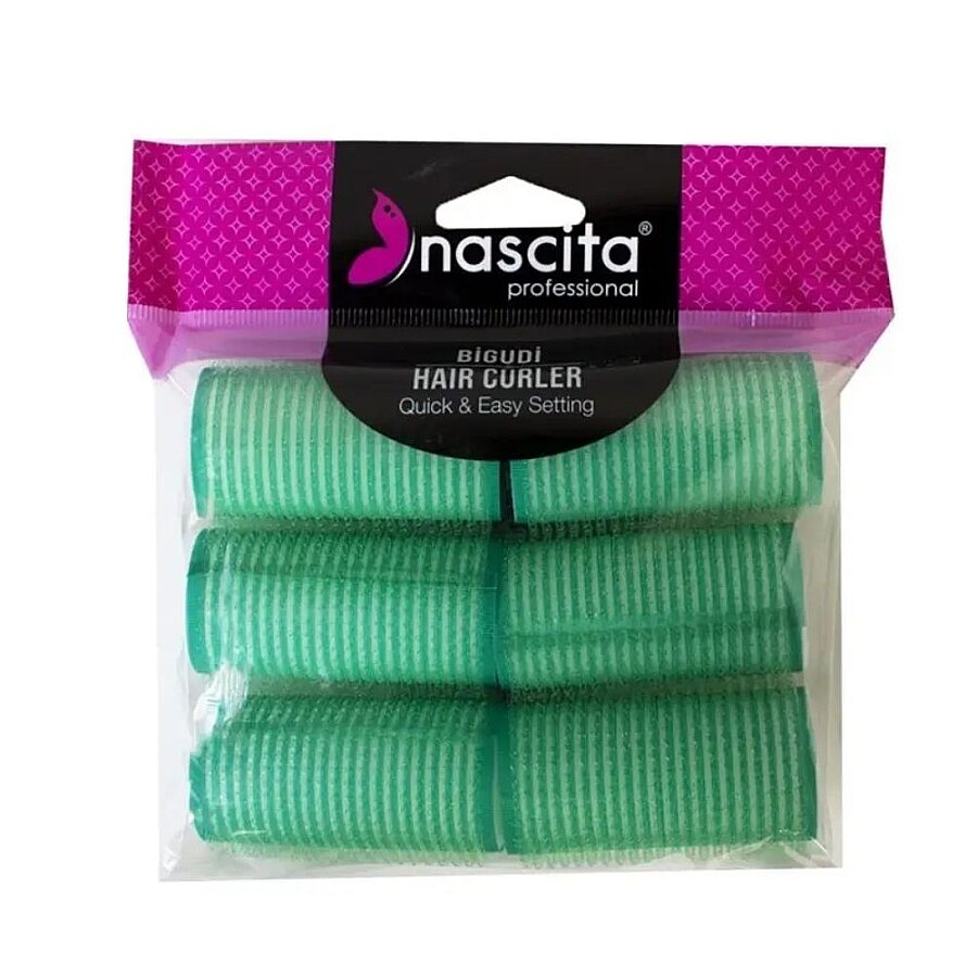 Nascita Hook and Loop Sponge Hair Rollers 6 Pieces