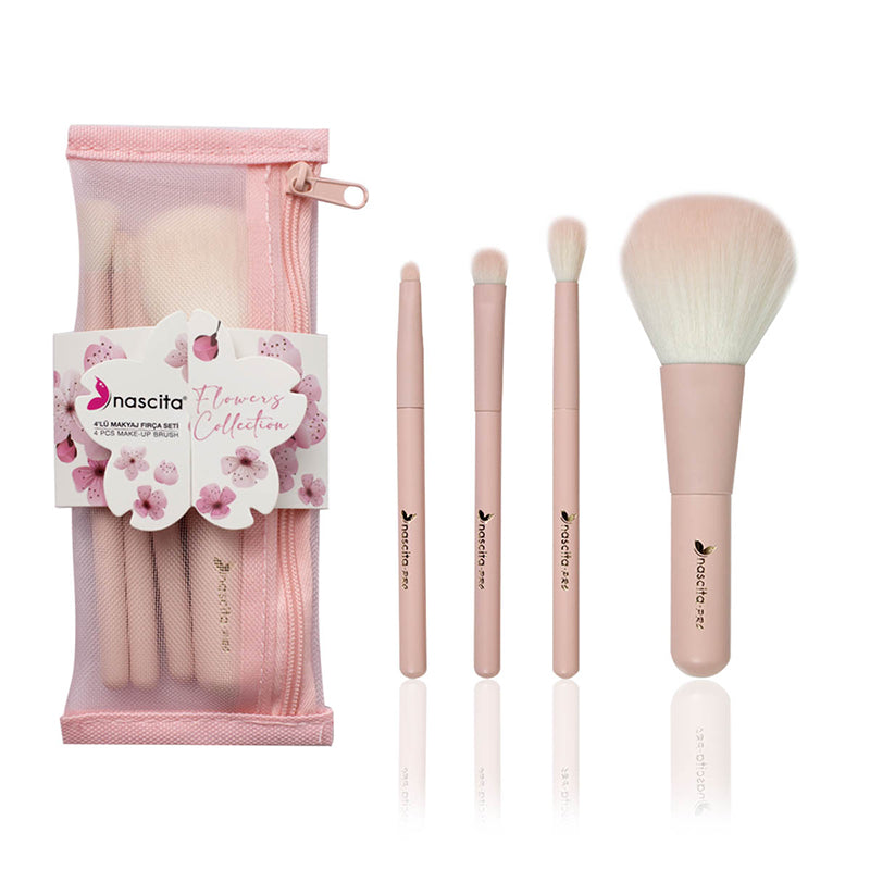 Nascita Flowers Collection 4-Piece Makeup Brush Set Pink