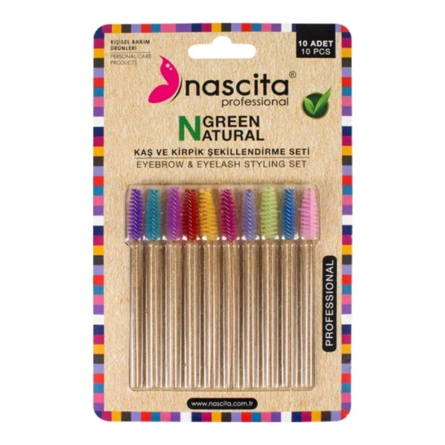 Nascita Green Natural Brow and Lash Styling Brush Set 10 Count