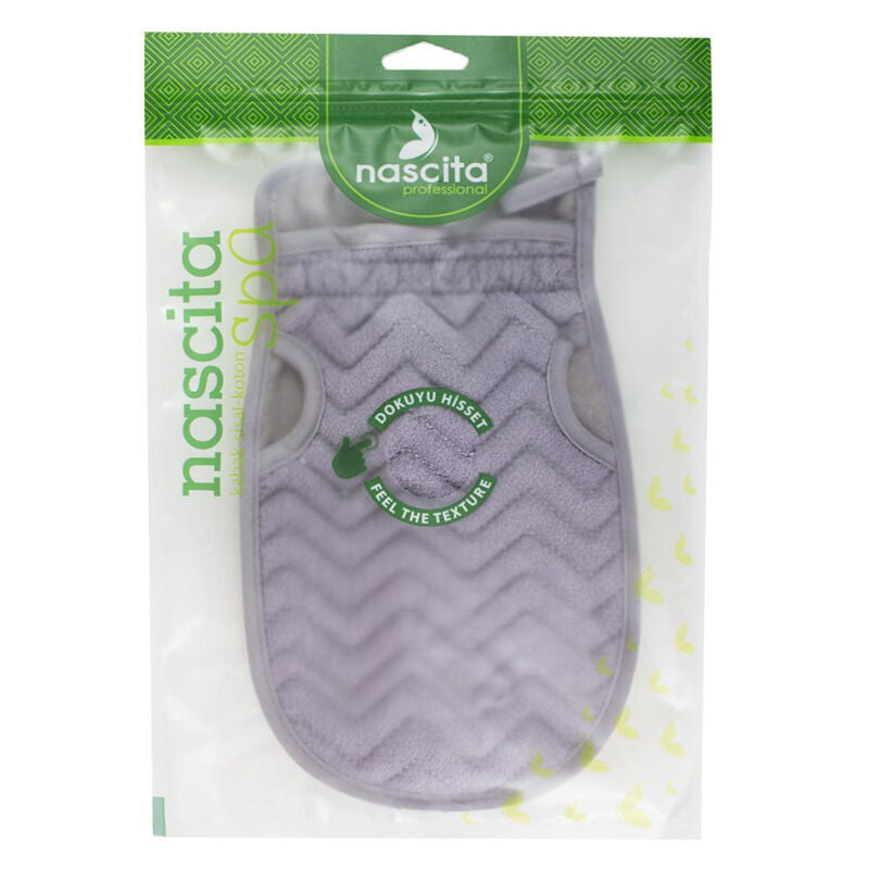 Nascita Cotton Bath Mitt Purple Gentle Exfoliating Glove 1 pc