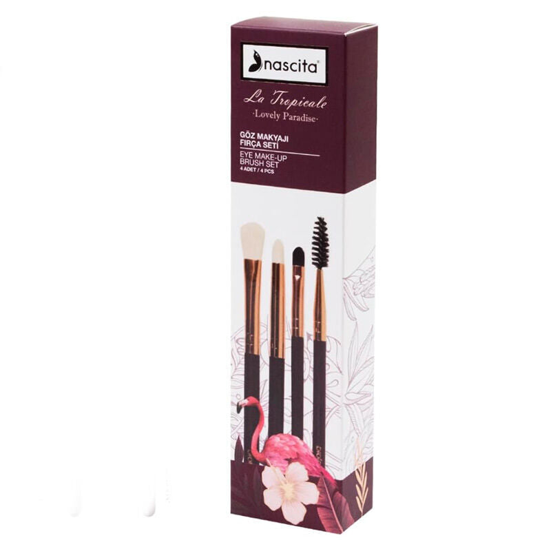Nascita La Tropicale 4-Piece Eye Makeup Brush Set - Burgundy