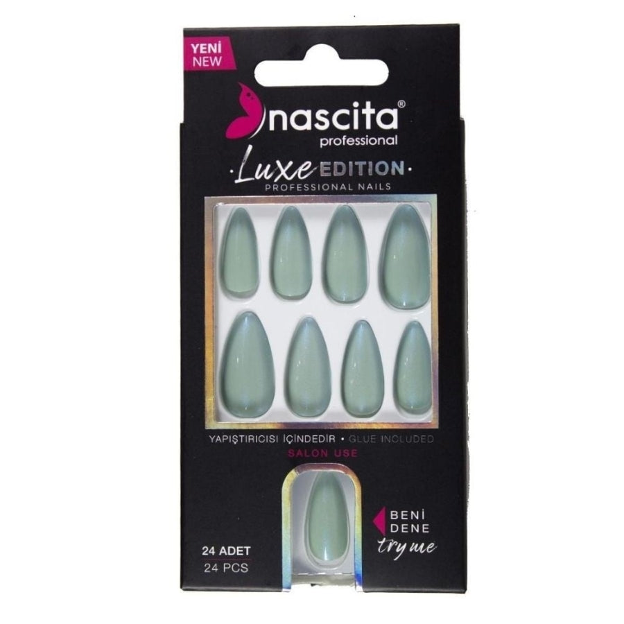 Nascita Luxe False Nails 206 Green Almond Shape 24 Pieces