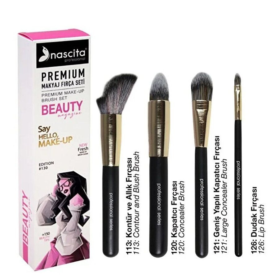 Nascita Pro Premium 4-Piece Blush Concealer Contour Brush Set
