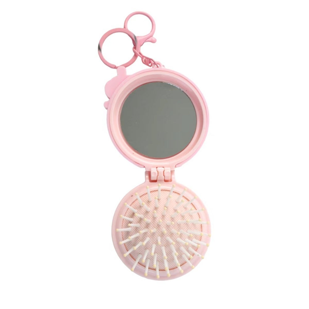 Nascita Folding Hairbrush with Mirror in Pink