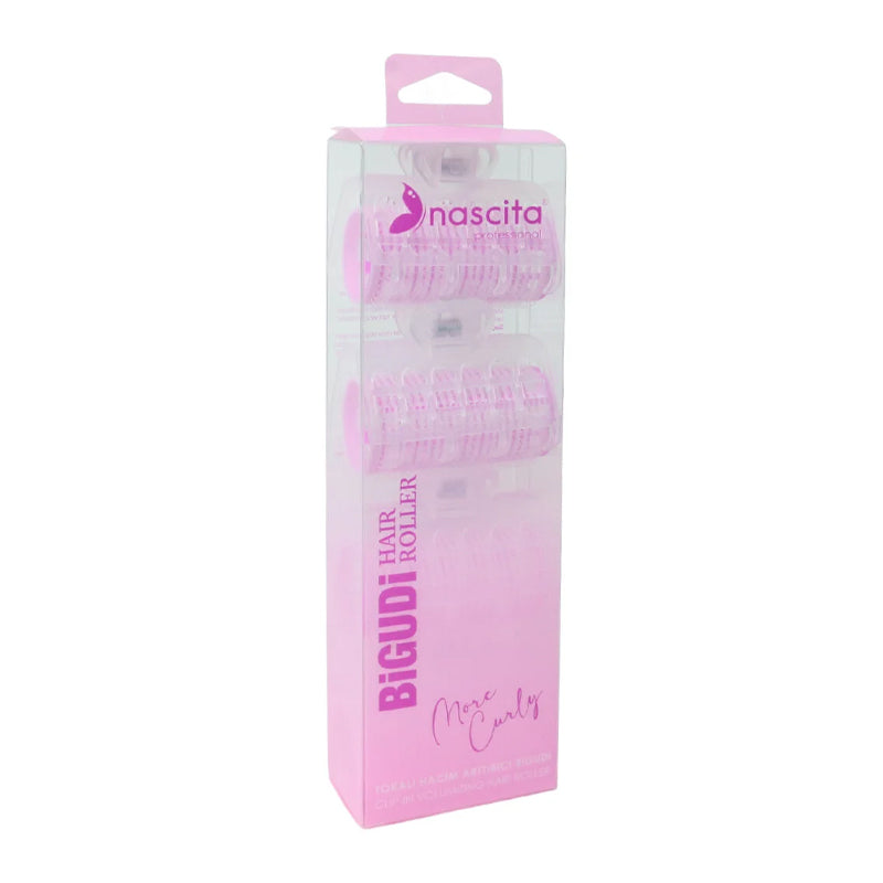 Nascita Pink Hair Rollers with Clips for Volume 4 Pieces