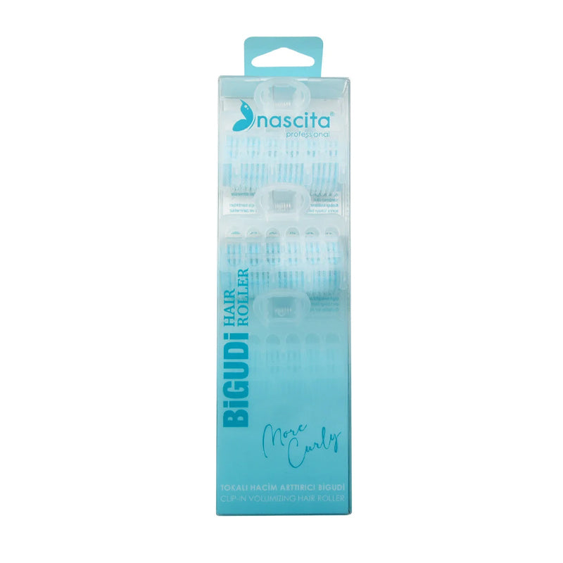 Nascita Blue Clip-In Hair Rollers for Heatless Volume 4 Pieces