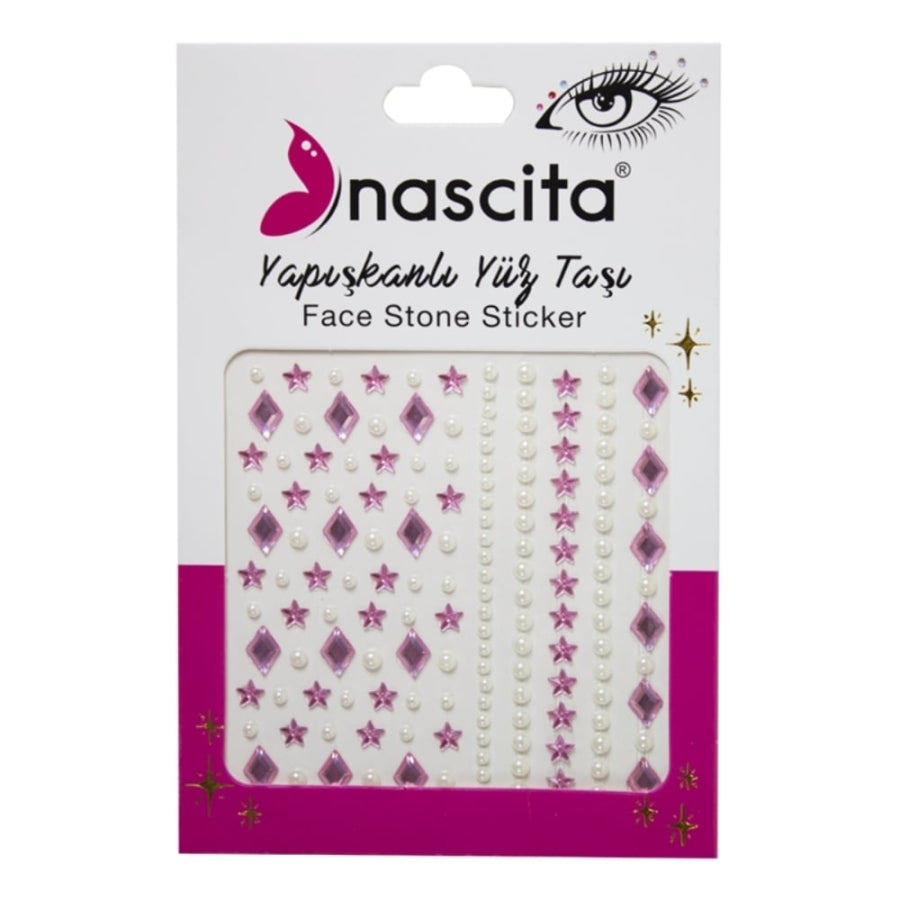 Nascita Adhesive Face Gems Pink and White Pearl Accents 1 Count