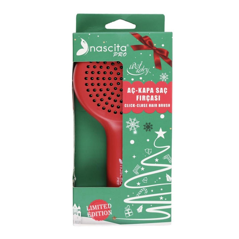 Nascita New Year Retractable Hair Brush with Mirror Red 77