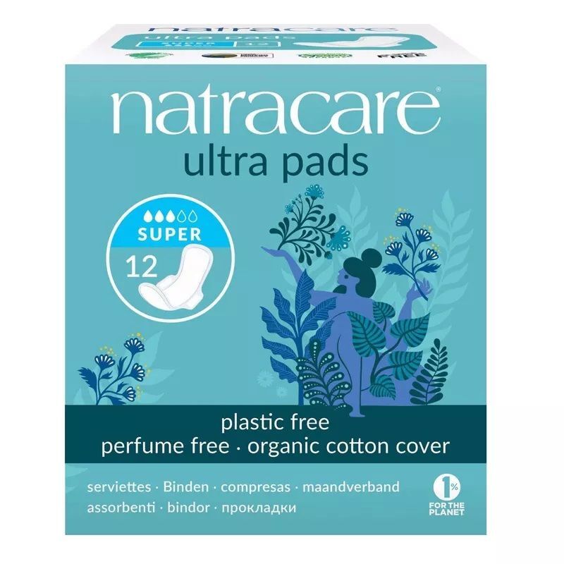 Natracare Organic Cotton Cover Ultra Pads Super Absorbency 12 Count