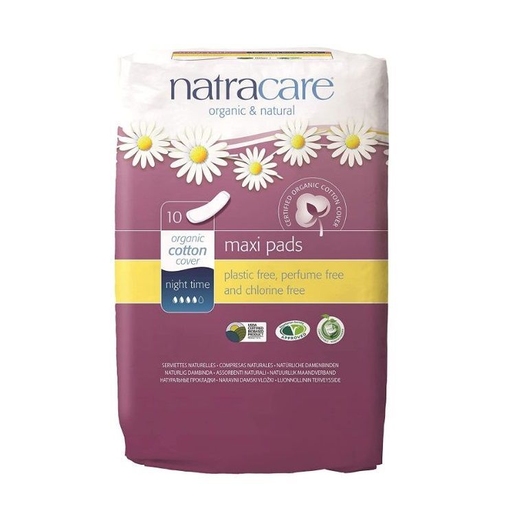 Natracare Organic Cotton Maxi Night Time Pads 10 Count