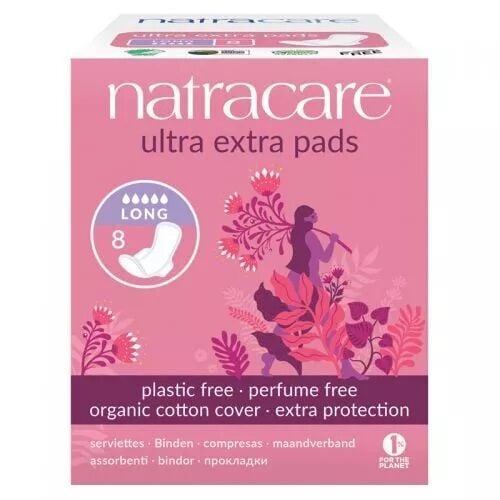 Natracare Ultra Extra Long Pads with Wings 8 Count