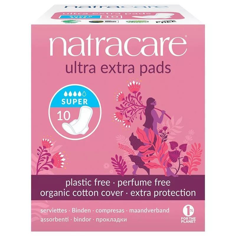 Natracare Ultra Extra Super Pads with Wings 10 Count