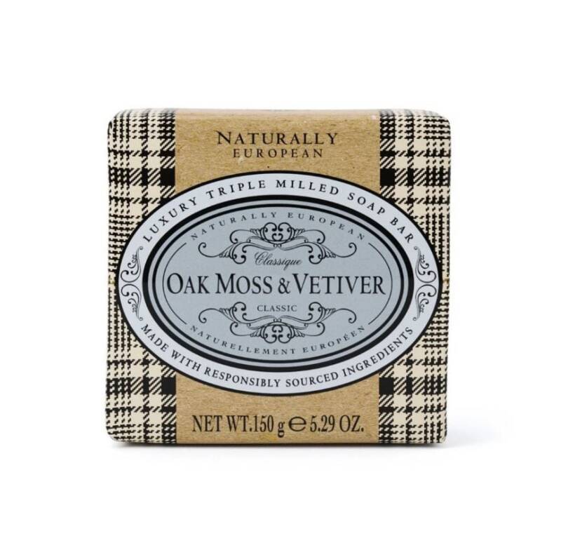 Naturally European Oak Moss &amp; Vetiver Triple-Milled Soap 150g