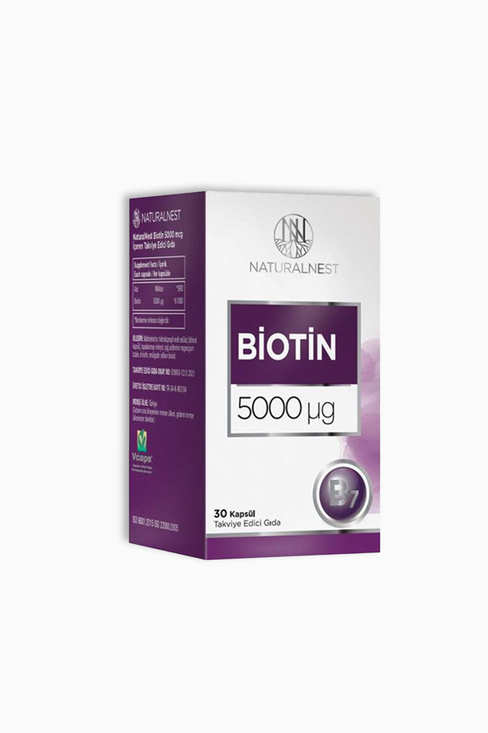 Natural Nest Biotin 5 mg Hair &amp; Nail Support 30 Capsules
