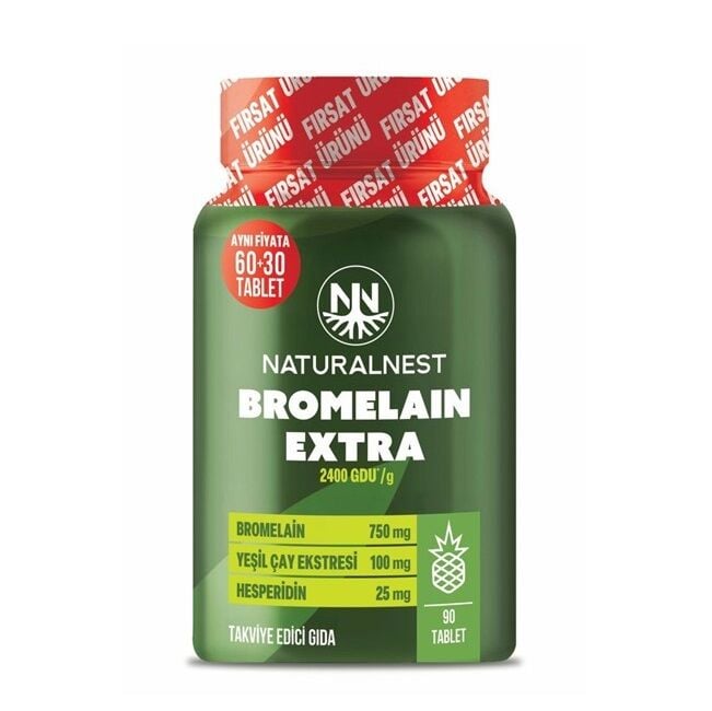 Naturalnest Bromelain Extra with Green Tea Extract 90 Tablets