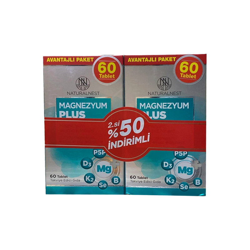 Naturalnest Magnesium Plus Supplement with Vitamin D3 & K2 120 Tablets