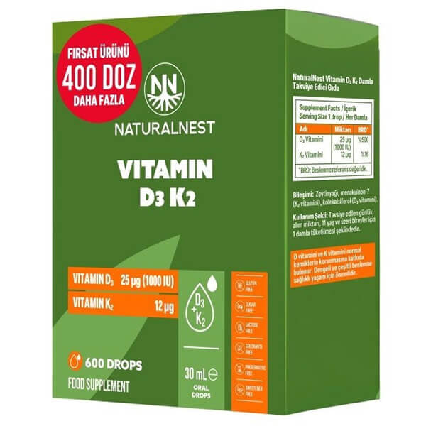 Naturalnest Vitamin D3K2 Drops for Bone Support 30 ml
