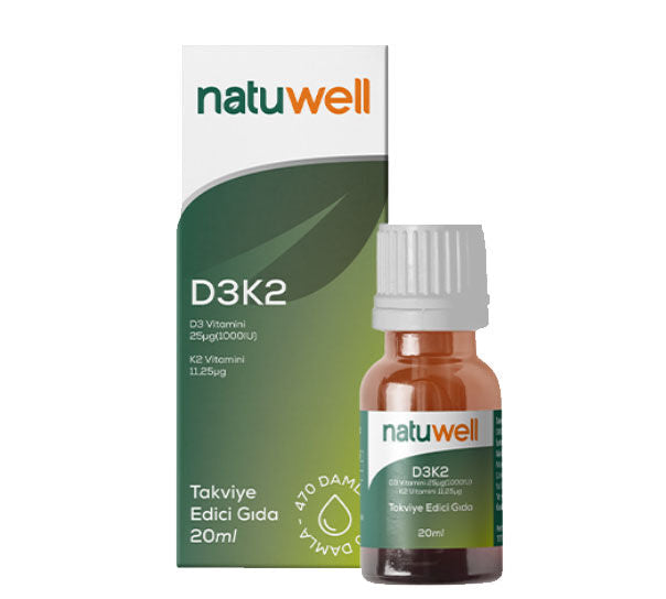 Natuwell D3K2 Vitamin Drops for Bone and Heart Support 20 ml
