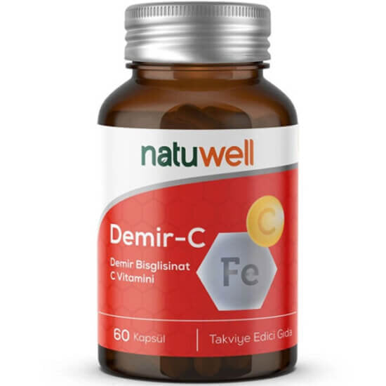 Natuwell Iron &amp; Vitamin C Daily Support Supplement 60 Capsules