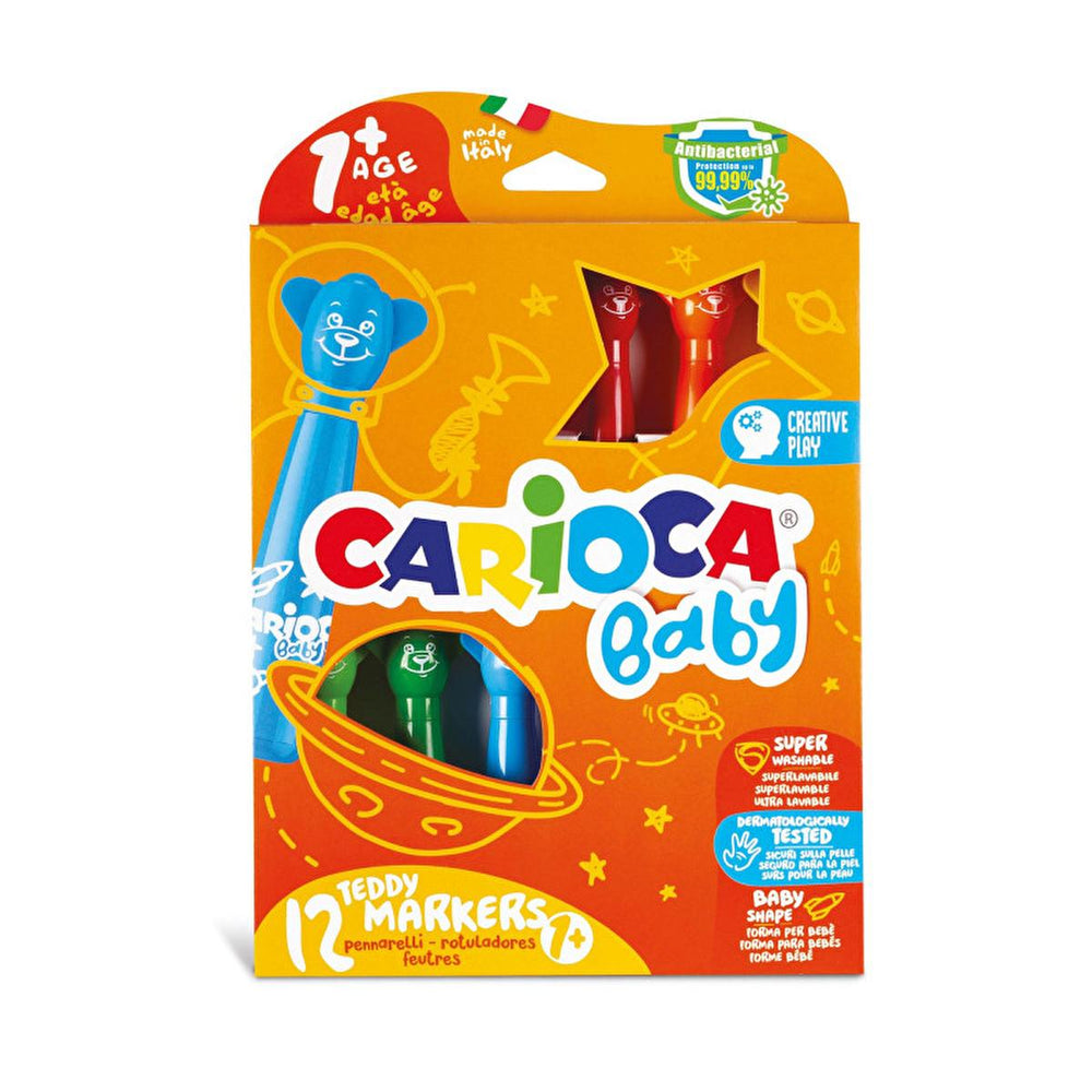 Carioca Teddy Jumbo Washable Markers for Toddlers - 12 Pack, Non-Toxic Art Supplies for Children Aged 1+ - view 3
